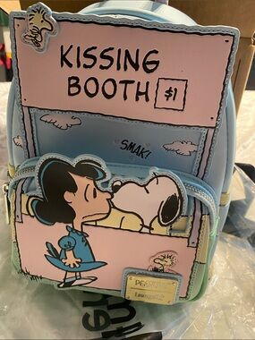 Loungefly Pastel Blue & Pink Peanuts Kissing Booth Mini Backpack